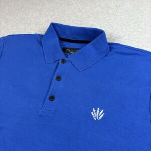 Rag&Bone Polo Shirt Mens Extra Large Royal Blue Mesh Knit Heavyweight Stretch